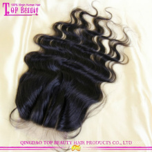 Qingdao alto grau 3 parte fechamento top qualidade 3 vias parte fechamento cabelo brasileiro virgem 3 parte de base de seda lace closure